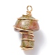 Ciondoli in pietra guasha con pietre preziose naturali e sintetiche PALLOY-JF01251-02-2
