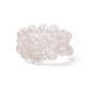 Bague extensible tressée en quartz rose naturel et perles de verre pour femme RJEW-JR00546-03-6