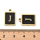 304ステンレス鋼ペンダント  エナメル  文字チャーム付きの長方形  ゴールドカラー  文字J  17.5x12x1.5mm  穴：1.5mm STAS-K265-11G-J-3