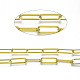 溶接されていない鉄のペーパークリップチェーン  描かれた細長いアズキチェーン  スプールで  フラットオーバル  ゴールドカラー  22x7x1.4mm  約32.8フィート（10m）/ロール CH-S125-12A-03-2