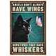 Superdant Metall-Blechschild mit lustiger Katze und Schmetterling AJEW-WH0189-096-1