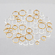 SUPERFINDINGS 50Pcs 5 Sizes Brass Beads Frames Double Hole Circle Bead Frames 6/8/9/10/12mm Hollow Metal Ring Links Connectors for Necklace Bracelet Making KK-FH0005-11-3