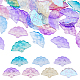 Dicosmetic 70 Stück 7 Farben Faltfächer-Anhänger Hohlfächer-Anhänger mit Glitzerpulver Glas-Kreissektor-Anhänger geometrische transparente GLAA-DC0001-19-1