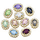 Resin Rhinestone Cabochons with Crystal Rhinestone and Brass Findings RB-S066-22G-1