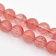 Brins de perles rondes à facettes en verre de quartz cerise G-E302-091-10mm-1
