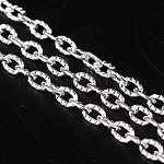Iron Textured Cable Chains, Unwelded, Silver Color Plated, with Spool, 4x3x1mm, about 328.08 Feet(100m)/roll