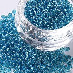 12/0 стакан бисер, серебряная линия круглое отверстие, круглые, голубой, 2 мм, отверстие : 1 мм, 30000 бисер / фунт