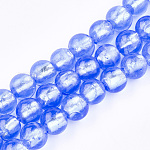 Manuell Silber Folie-Glas Perlen, Runde, Licht Himmel blau, 11.5~12.5 mm, Bohrung: 2 mm