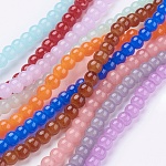 Imitation Jade Glass Beads Strands, Spray Painted, Round, Mixed Color, 6mm, Hole: 1.3~1.6mm, about 133pcs/strand, 31.4 inch
