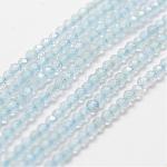 Natural Aquamarine Bead Strands, Grade AA, Faceted, Round, 2mm, Hole: 0.5mm, about 160~179pcs/strand, 12.5 inch~12.9  inch(320~330mm)