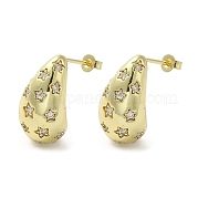 Серьги-гвоздики из латуни с цирконием EJEW-G381-02G