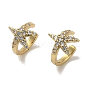 Серьги-каффы из латуни с микропаве из кубического циркония EJEW-R168-43G-02