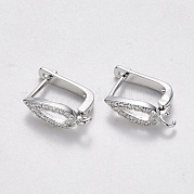 Brass Micro Pave Cubic Zirconia Hoop Earring Findings with Latch Back Closure KK-T048-028P-NF