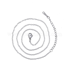 変色しない304ステンレススチールアズキチェーンネックレス、男性用、女性用  ステンレス鋼色  ワイド：1.5mm  15.75インチ（40cm）