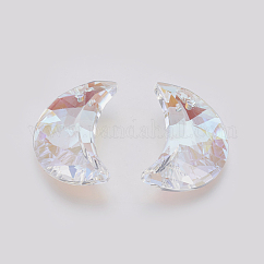 K9 pendenti di strass di vetro, imitazione di cristallo austriaco, sfaccettato, luna, luce del sole, 30x19.5~20x8~9mm, Foro: 1.6 mm