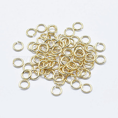 Messing Open Ringe springen, Runde, langlebig plattiert, Nickelfrei, echtes 18k vergoldet, 21 Gauge, 4x0.7 mm, Innendurchmesser: 2.6 mm, ca. 1400 Stk. / Beutel, ca. 50 g / Beutel