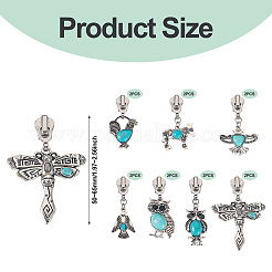 14 шт. 7 стиля слайдеров для застежек-молний из сплава и синтетического бирюзового цвета&nbsp;HJEW-TAC0101