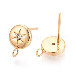 Латунные микро-паве прозрачные серьги-гвоздики из циркония&nbsp;X-MAK-T011-11G-04