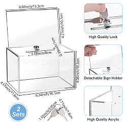Transparente Spendenboxen aus Acryl mit Schloss und Schlüssel&nbsp;CON-WH0095-197
