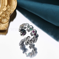 Кольца-манжеты с открытым черепом из латуни и стразами для унисекс PW-WGC11C2-01