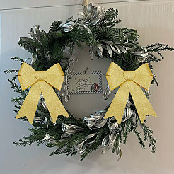 クリスマス PVC グリッター 蝶結び  パーティーの屋内と屋外の装飾  ゴールド  315x250x9mm  2個/セット&nbsp;AJEW-SP0003-72B-02