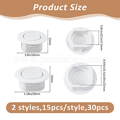 30個2スタイルのプラスチックカバー  車用レーダー穴装飾カバー  ホワイト  26~30x12mm  内径：20.5x17.5mm  15個/スタイル&nbsp;FIND-FH0017-43B