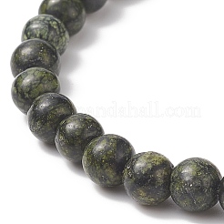Эластичный браслет из бисера круглой формы из натурального змеевика&nbsp;BJEW-JB07554-02