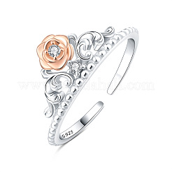 Роза 925 стерлинговое серебро микропаве прозрачные кубические цирконии регулируемые манжеты кольца FS-WG8F8FB-01