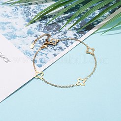 Браслеты на ногу из нержавеющей стали 304 с клеверными звеньями AJEW-AN00410