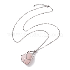 3 collier pendentif cage en pierre de cristal en acier inoxydable 201&nbsp;NJEW-JN04749