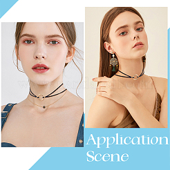 Ожерелья-чокеры из искусственной замши с черными кольцами из сплава NJEW-WH20002-11E