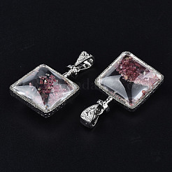 Квадратные подвески из прозрачного стекла&nbsp;GLAA-S199-006