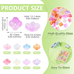 80 個 8 スタイルガラスビーズ  花  ミックスカラー  10~12x10~12x5.5~6.5mm  穴：1.2~1.4mm  10個/スタイル&nbsp;EGLA-TA0013-67