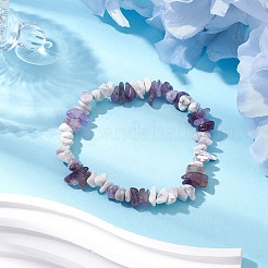 2 verstellbares Set aus geflochtenen Armbändern und Stretch-Armbändern mit natürlichen Edelsteinen&nbsp;BJEW-JB10997