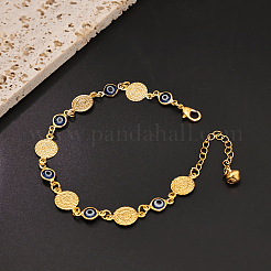 Винтажные пляжные браслеты на ногу с синими звеньями из латуни в виде сглаза для женщин MD8802