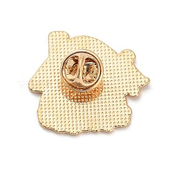 クリスマスエナメルピン  バックパック服用塗装合金バッジ  ゴールドカラー  ハウス  30x30mm&nbsp;LS-JEWB-K028-01D-G