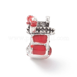 クリスマステーマ合金エナメルヨーロッパビーズ  大穴ビーズ  アンティークシルバー  クリスマスソックス  12x14.5x8.5mm  穴：5x4.5mm&nbsp;MPDL-Q213-17AS