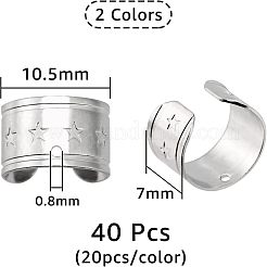 真鍮製イヤーカフ金具 40色 2個  スターとリング  穴あり  ミックスカラー  10.5x11x7mm  穴：0.8mm  20個/カラー&nbsp;KK-FH0004-46