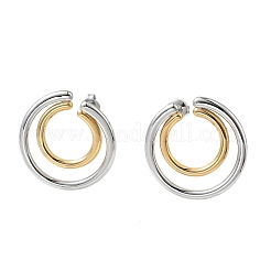 Pendientes de botón de acero inoxidable 304 de dos tonos&nbsp;EJEW-G468-05GP