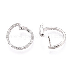 Серьги-кольца из латуни с микропаве из прозрачных кубических цирконий EJEW-T048-38P