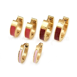 Серьги-кольца из нержавеющей стали 304 с эмалью&nbsp;EJEW-K268-19G-03