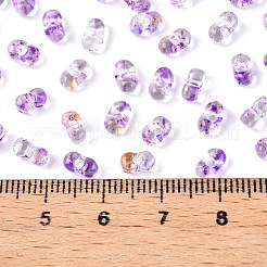 Perline di vetro dipinte a spruzzo con polvere glitterata&nbsp;SEED-T007-09B