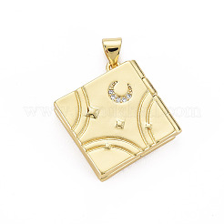 Латунные микро-паве прозрачные кубические циркониевые подвески-медальоны с диффузором на день учителя&nbsp;X-ZIRC-T004-96G-NF