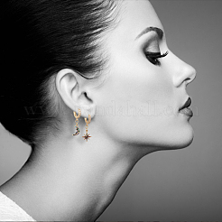 Серьги с кольцами в виде звезд и луны асимметричные&nbsp;EJEW-JE04031-01