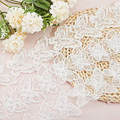 3ヤード 3スタイル ポリエステル刺繍 バタフライ レーストリム  プラスチック製の模造パールビーズ付き  ホワイト  2-7/8インチ（72mm）  1ヤード/スタイル&nbsp;OCOR-BC0006-47