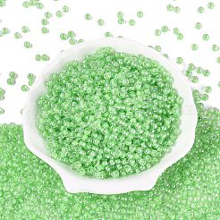Fgbガラスシードビーズ  光沢のある内側の色  グレードA  ラウンド  ライムグリーン  6/0  4x3mm  穴：1.2~1.4mm  約6400個/ポンド&nbsp;SEED-Q040-08A-09