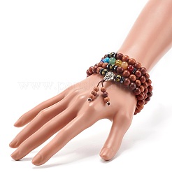 Bracelets enroulés de perles de bois naturel&nbsp;BJEW-JB07022-02