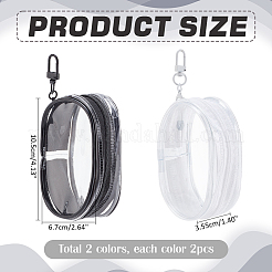 4 шт. 2 цвета овальные прозрачные ПВХ мини-органайзеры для кабелей на молнии AJEW-PH0012-02
