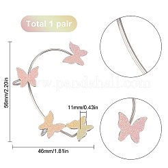 2 шт. 2 стильных блестящих серег-каффов в форме бабочек EJEW-SC0001-26A