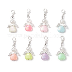 Подвеска в форме сердца ангела из акрила и АБС-пластика с имитацией жемчуга HJEW-JM03825